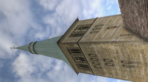 Vertical Timelapse Church Of St. Nikolas In Hameln, Germany