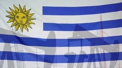 Uruguay Flag Slow Motion Oil Production Concept
