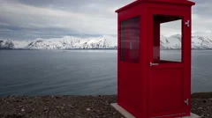 4K Timelapse Iceland Red Phone Booth Zoom Out