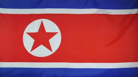 North Korea Flag Real Fabric Close Up 4K