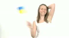Woman Dances With Ukrainian Flag