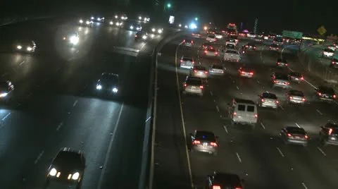 Highway Traffic At Night