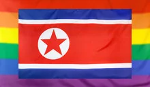Flag of North Korea and rainbow flag