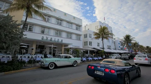 In This Time-lapse View Cars Passing Through Ocean Drive