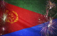 Eritrea Flag Firework Grunge Concept real fabric