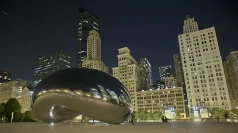 Timelapse Chicago Cloud Gate Night