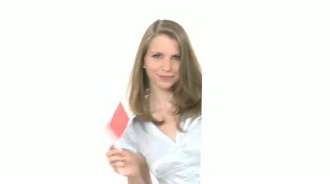 Woman Shows Polish Flag With Copyspace