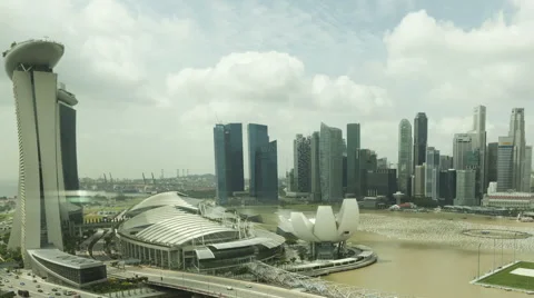 Timelapse Singapore Skyline Aerial View Close Up