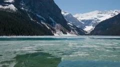 4K Time Lapse Pan Shot Broken Ice On Lake Louise