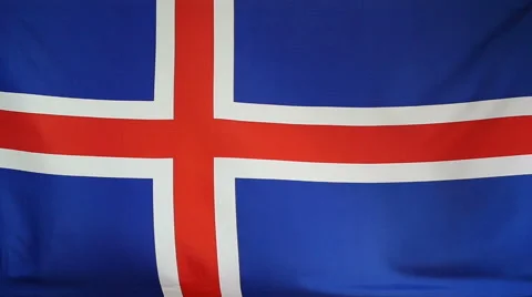 Slowmotion Real Textile Flag Of Iceland