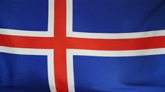 Slowmotion Real Textile Flag Of Iceland