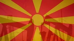 Mazedonia Flag Slow Motion Oil Production Concept