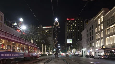 Time Lapse Tilt Shot Moving Down New Orleans Canal Street