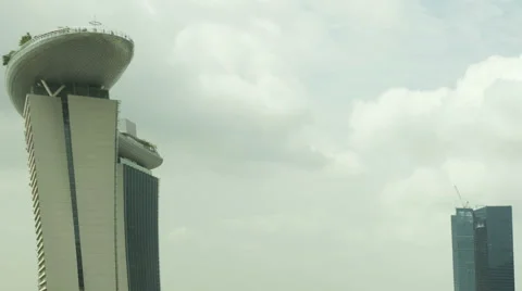 Timelapse Singapore Skyline Aerial View Tilt Pan Shot
