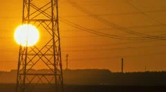 Sunset Wind Turbine And Power Lines