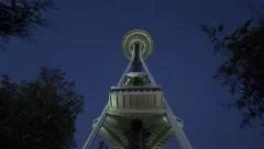 4K Time Lapse Zoom Out Of Seattle Space Needle Night