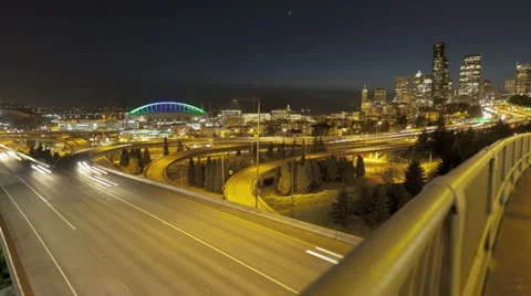 Seattle Sunset Interstate Traffic