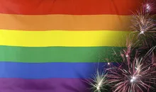 Rainbow Flag Firework real fabric