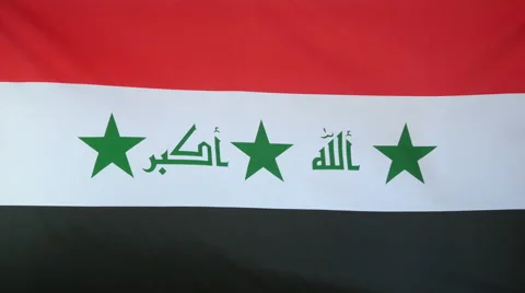 Iraq Flag Real Fabric Close Up 4K