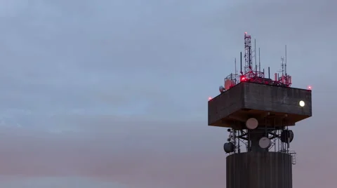 4K Time Lapse Close Up Of A Telecommunications Tower