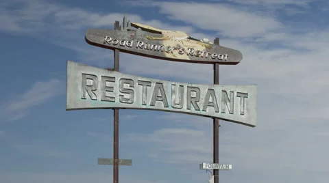 Time Lapse Extreme Close Up Zoom Out Route 66 Vintage Restaurant