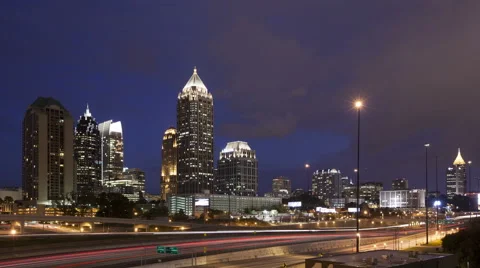 4K Time Lapse Atlanta Skyline At Twilight