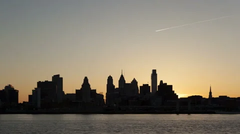 4K Time Lapse Close Up Sunset Philadelphia Skyline