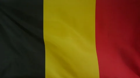 Belgium Flag Real Fabric Close Up 4K