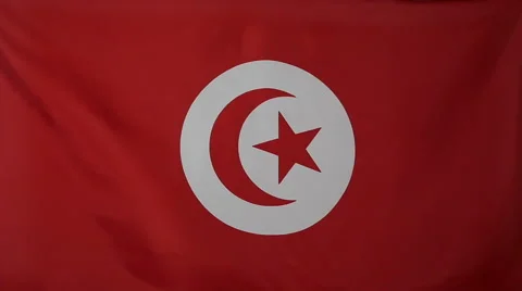 Slowmotion Real Textile Flag Of Tunisia