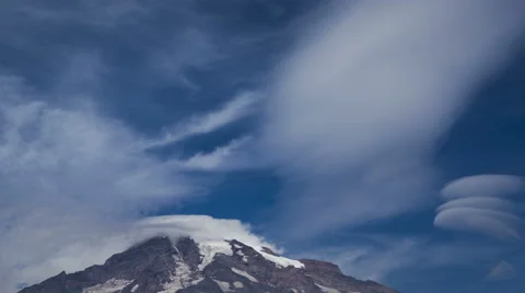 4K Time Lapse Close Up Mt. Rainier With Clouds