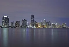 Miami City Skyline Panorama At Twilight