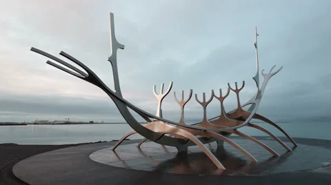 4K Time Lapse Reykjavik Sun Voyager Zoom Out