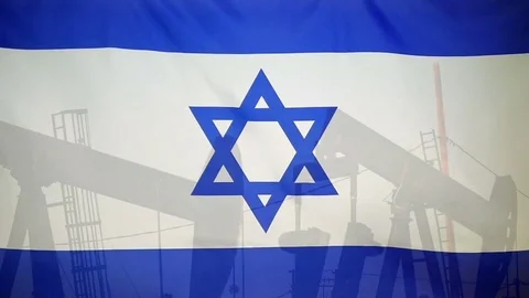 Israel Flag Slow Motion Oil Production Concept