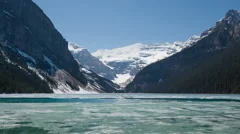 4K Time Lapse Zoom Out Broken Ice On Lake Louise