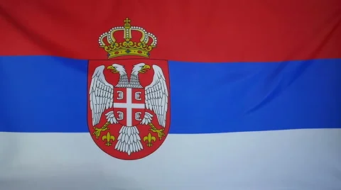 Slowmotion Real Textile Flag Of Serbia