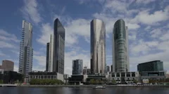 4K Time Lapse Close Up Melbourne Yarra River Skyscrapers