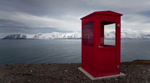 4K Timelapse Iceland Red Phone Booth
