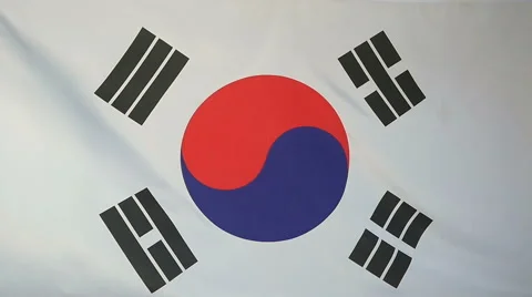 Slowmotion Real Textile Flag Of South Korea