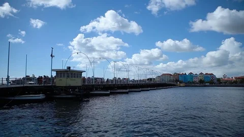 Timelapse Floating Bridge In Curacao (Editorial)
