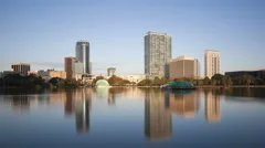 4K Time Lapse Orlando Skyline From Lake Eola
