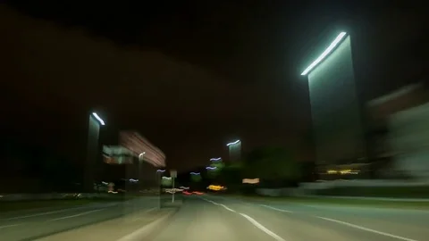 4K Night Drive On Asphalt Road Wide Angle