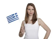  Woman Shows Greece Flag