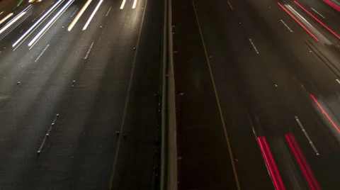 Time Lapse Close Up Freeway Light Trails At Night