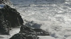 Slowmotion Waves Crashing On Rock Coast