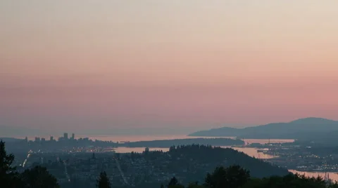 4K Time Lapse Vancouver Cityscape View At Sunset