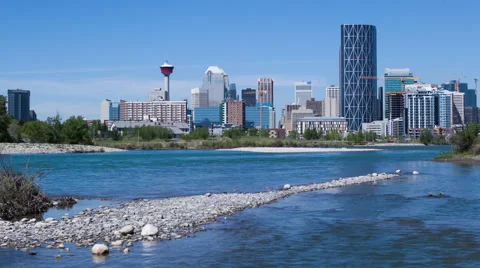 4K Time Lapse Tilt Shot Up Of Calgary Skyline