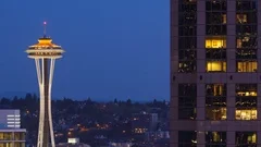 4K Timelapse Seattle Needle Sunrise (Editorial)