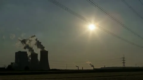Power Plant With Huge Cooling Towers