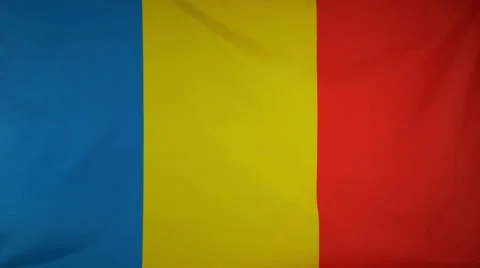 Romania Flag Real Fabric Close Up 4K