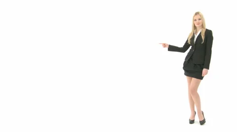 Blonde Business Woman Points At Copyspace
